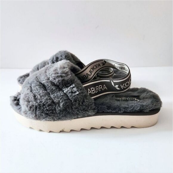 UGG Koolaburra Grey Fuzz'n II Elastic Slingback Cozy 90s Y2K Slides, US 7 - Picture 1 of 7
